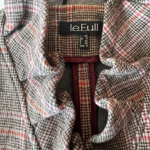 Vintage Italian plaid houndstooth LE FULL ruffled midi pea coat woman’s 4 - Picture 14 of 16